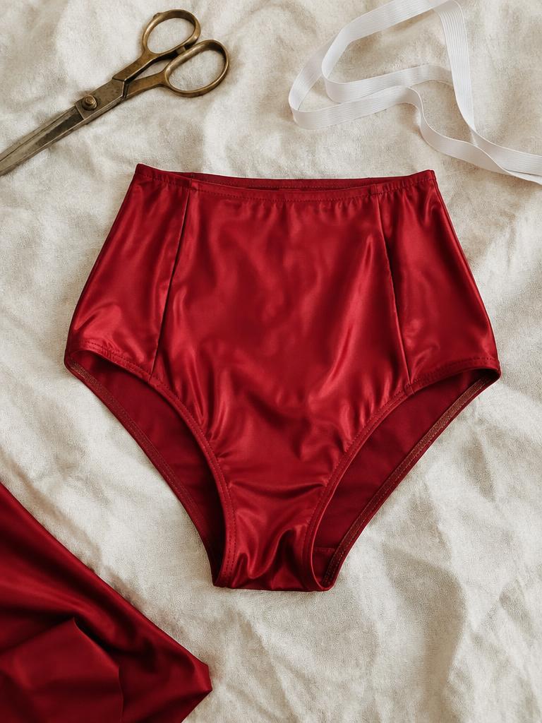 A retro high-rise brief with full back coverage and soft waist elastic.